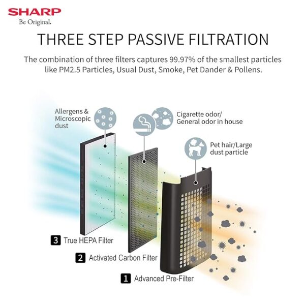 SHARP Room Air Purifier FP-GM50E-B With Plasmacluster Ion Technology, Haze Mode And Anti-Dust Mode | Coverage Area: Upto 450 Ft², Black - Image 4