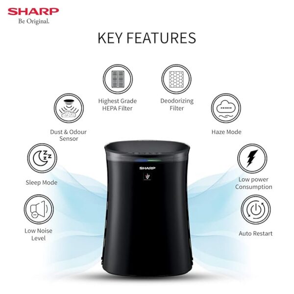 SHARP Room Air Purifier FP-GM50E-B With Plasmacluster Ion Technology, Haze Mode And Anti-Dust Mode | Coverage Area: Upto 450 Ft², Black - Image 5
