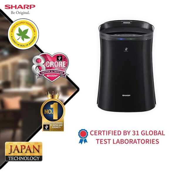 SHARP Room Air Purifier FP-GM50E-B With Plasmacluster Ion Technology, Haze Mode And Anti-Dust Mode | Coverage Area: Upto 450 Ft², Black - Image 3