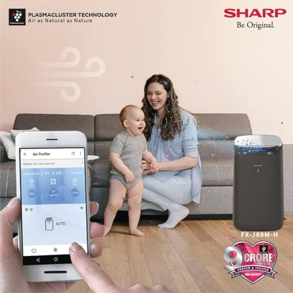 SHARP Air Purifier for Room FX-J80M-H with Plasmacluster (Removes Bacteria, Virus, Odor, Mold, VOCs) I WiFi I HEPA H14 & Carbon & Pre Filter| JAPAN TECHNOLOGY I Traps 99.97% Pollutants I 680 Sq. Ft. - Image 5