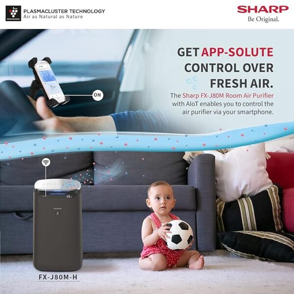 SHARP Air Purifier for Room FX-J80M-H with Plasmacluster (Removes Bacteria, Virus, Odor, Mold, VOCs) I WiFi I HEPA H14 & Carbon & Pre Filter| JAPAN TECHNOLOGY I Traps 99.97% Pollutants I 680 Sq. Ft. - Image 6